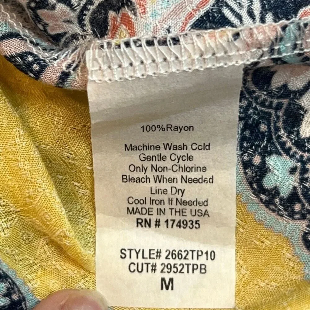 Verse Blouse Womens Medium Alecto Halter Top Colorful Yellow Paisley Hippy Shirt - Picture 8 of 9